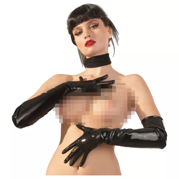 LATEX - guantes largos unisex - látex negro - L