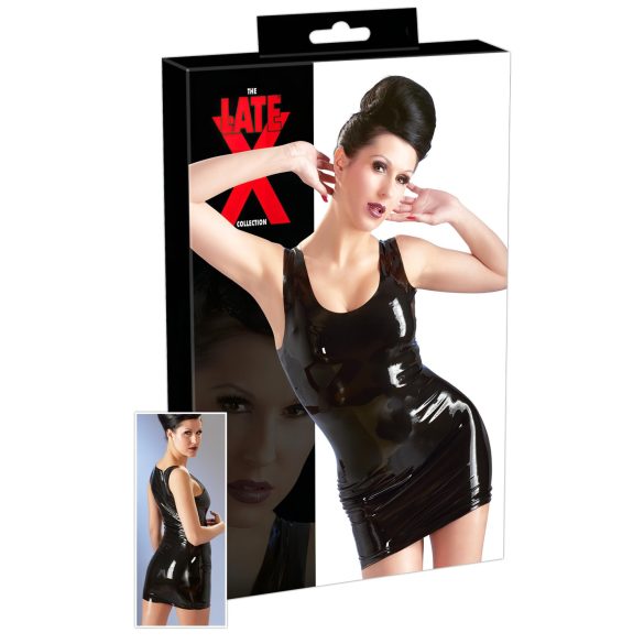 MINIVESTIDO SIN MANGAS DE LÁTEX (NEGRO) - M