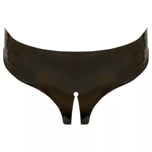 Braga femenina de látex completamente abierta (negra, tallas S-L)