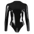 Body para mujer de manga larga de látex (negro)