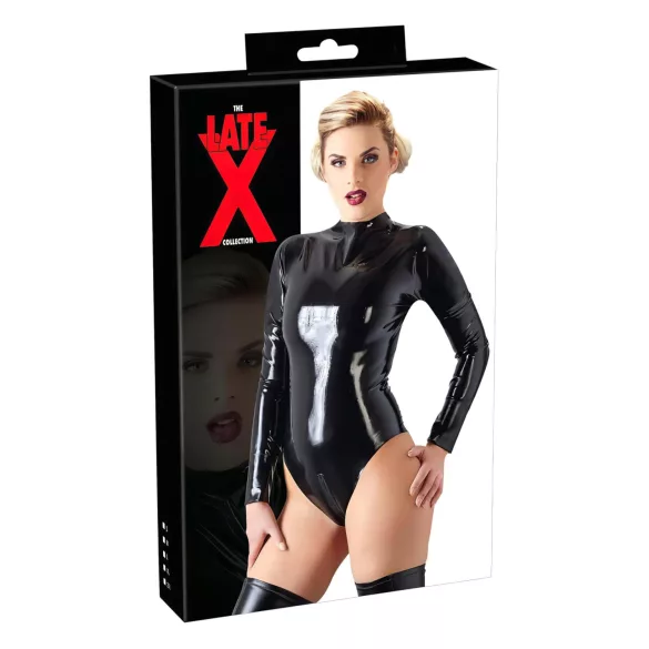 LATEX - body femenino manga larga - látex negro - L