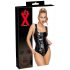 LATEX - body de látex con cremallera completa (negro)