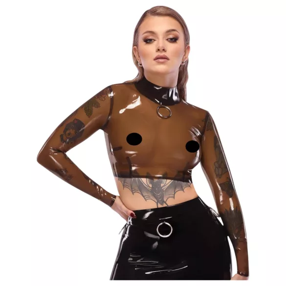LATEX - top de látex transparente - color negro translúcido - M