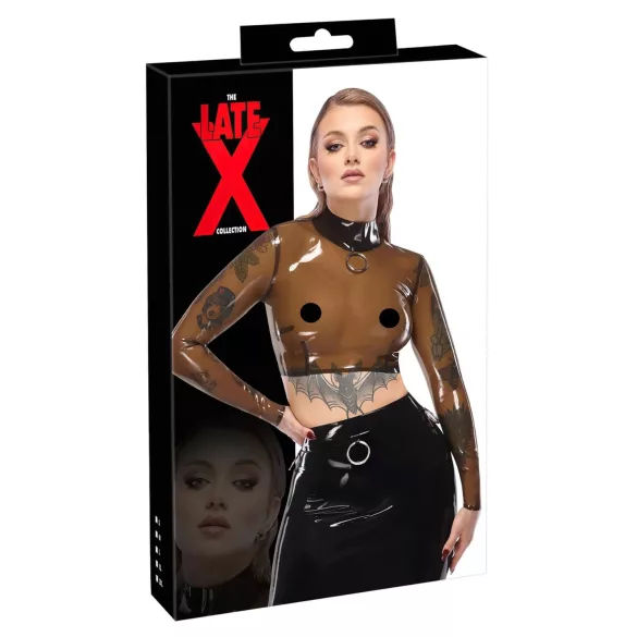 LATEX - top de látex transparente - color negro translúcido - M