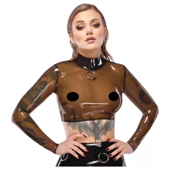 LATEX - top de látex transparente - color negro translúcido - M