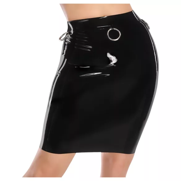 FALDA MIDI DE LÁTEX - negro