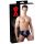 LÁTEX - Calzoncillo masculino con consolador anal cónico (negro) - L