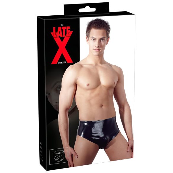 LÁTEX - Calzoncillo masculino con consolador anal cónico (negro) - L
