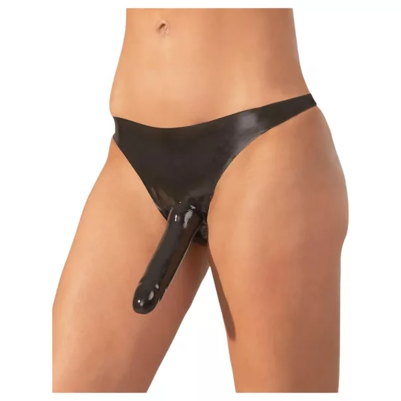 LATEX - braga con dildo externo - negro - talla S-L