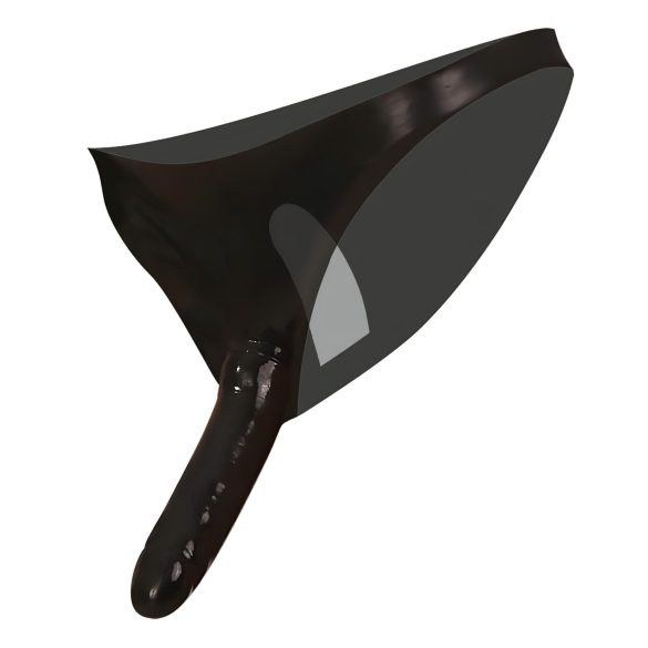 LÁTEX - Tanga con dildo doble - negro (S-L)