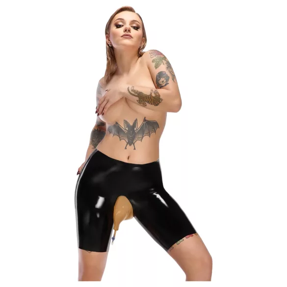 LATEX - Bragas de látex con abertura (negro)