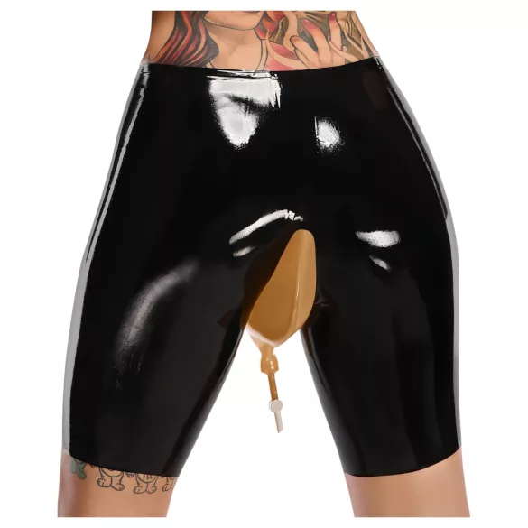 LATEX - Bragas de látex con abertura (negro)