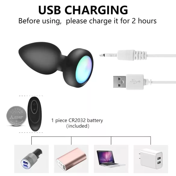 Mrow - vibrador anal con luz y control remoto - silicona negra