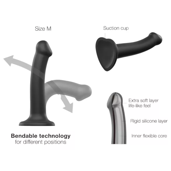 Strap-on-me - dildo doble capa - silicona negra - tamaño S