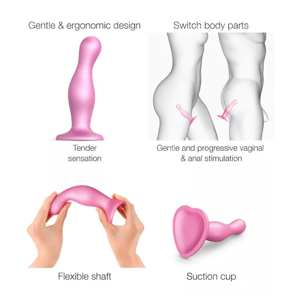Strap-on-me Curvy S - consolador ondulado con ventosa (rosa)