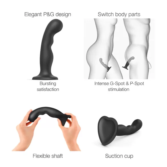 Strap-on-me - Dildo con ventosa curvado - silicona negra - tamaño S