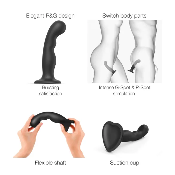 Strap-on-me - Dildo con ventosa curvado - silicona negra - tamaño L