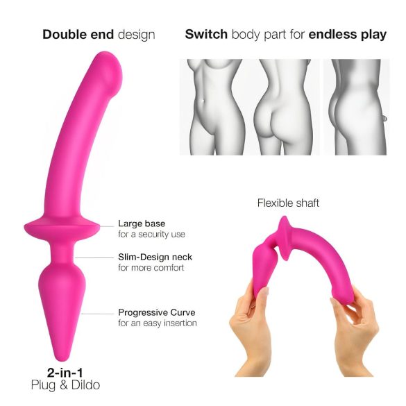 Strap-on-me Swith Semi-realista L - Dildo de silicona 2en1 (rosa)