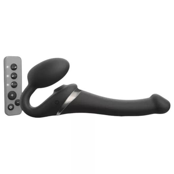 Strap-on-me - vibrador con arnés y ondas de aire - silicona negra S