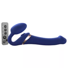   Strap-on-me - vibrador strap-on con ondas de aire - silicona azul - talla M