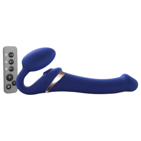Strap-on-me - vibrador strap-on con ondas de aire - silicona azul - talla M