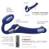 Strap-on-me - vibrador strap-on con ondas de aire - silicona azul - talla M