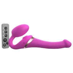   Strap-on-me - vibrador con ondas de aire tipo arnés - silicona rosa - talla S