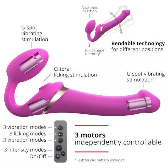 Strap-on-me M - arnés vibrador de ondas de aire (rosa)