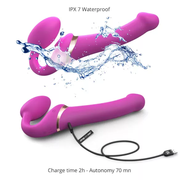 Strap-on-me M - arnés vibrador de ondas de aire (rosa)