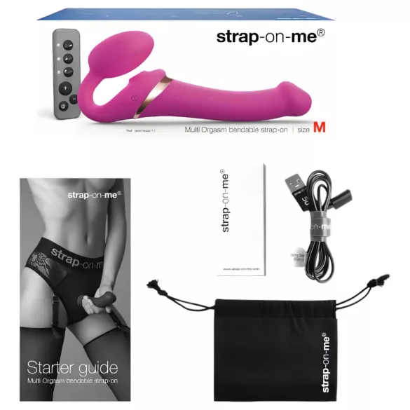 Strap-on-me M - arnés vibrador de ondas de aire (rosa)