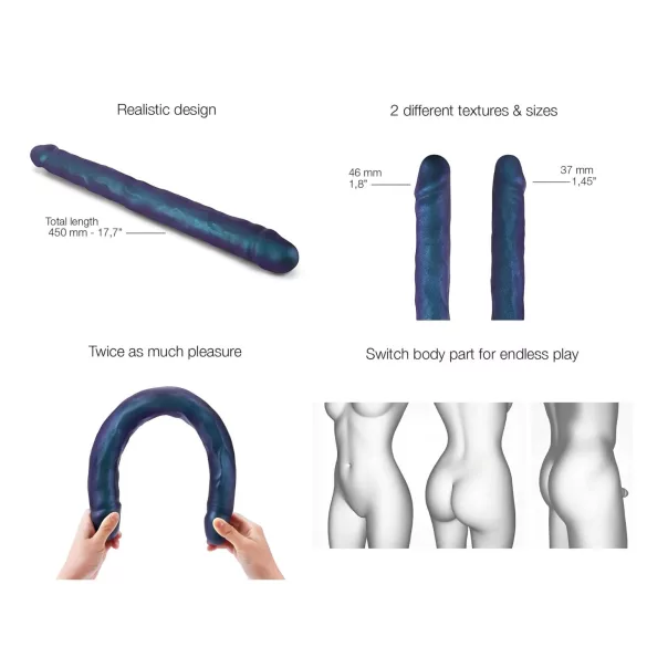 Strap-on-me - dildo doble - silicona - azul metalizado