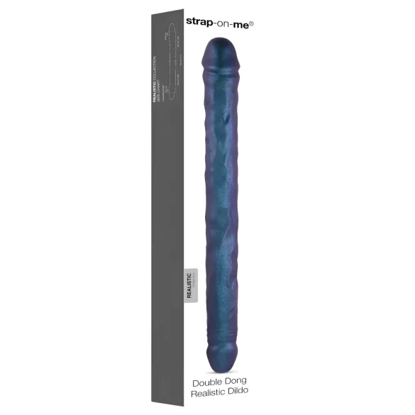 Strap-on-me - dildo doble - silicona - azul metalizado