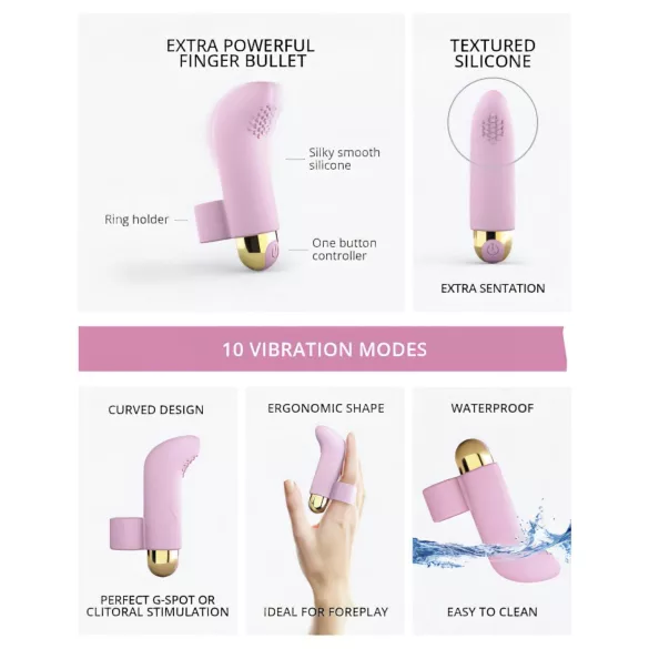 Love to Love - vibrador para dedo recargable - silicona rosa