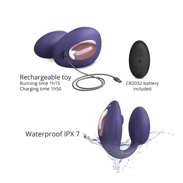 Wonderlover - Vibrador punto G y clítoris (morado oscuro)