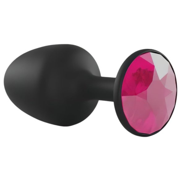 Dorcel - plug anal con gema rosa - silicona negra - tamaño M