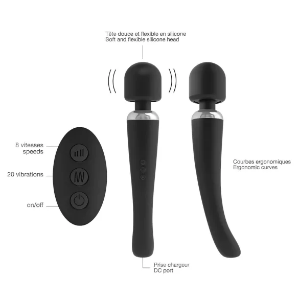 Dorcel Megawand - masajeador vibrador recargable - silicona negra
