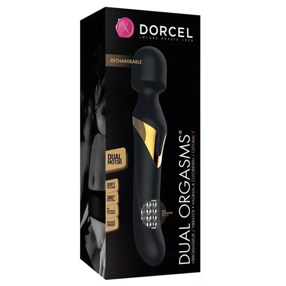 Dorcel - vibrador masajeador doble estímulo 2 en 1 - silicona negra