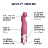 Satisfyer Petting Hippo - vibrador recargable impermeable silicona rosa