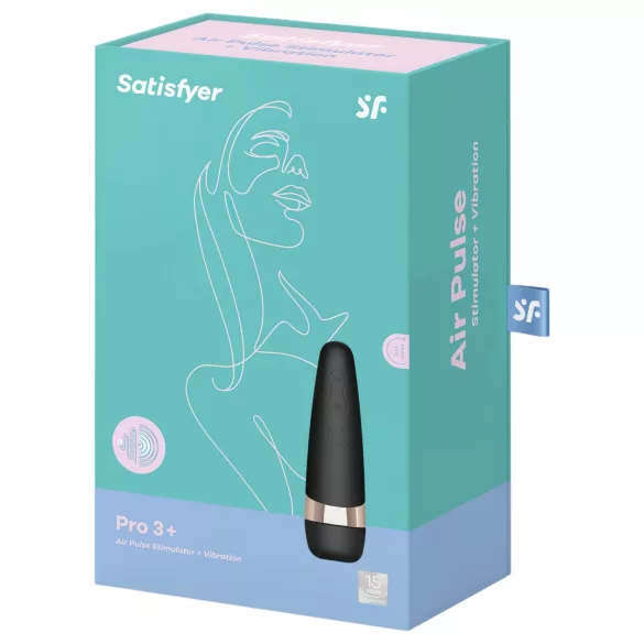 Satisfyer Pro 3+ - vibrador succionador de clítoris recargable e impermeable negro