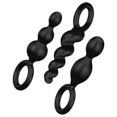Satisfyer - set de plugs anales - silicona negra - 3 piezas