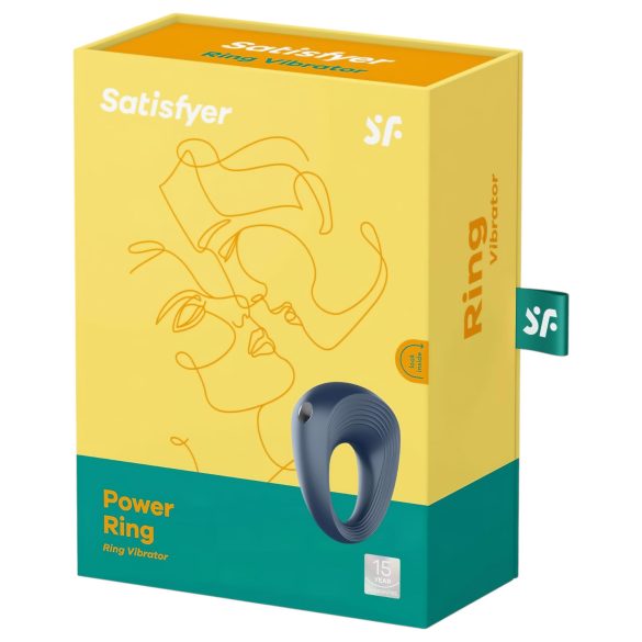 Satisfyer Power Ring - anillo vibrador para pene impermeable - silicona gris