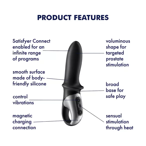 Satisfyer Hot Passion - Consolador anal con calefacción controlado por app (negro)