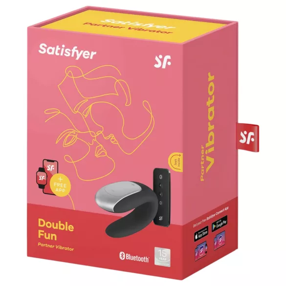 Satisfyer Double Fun - vibrador para parejas con control por app (negro)