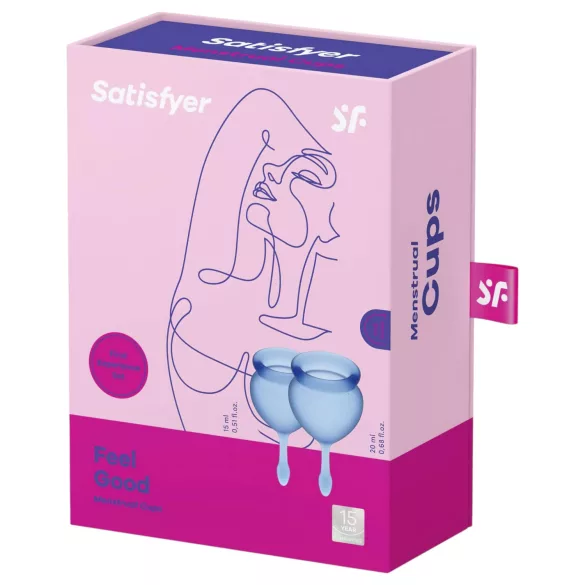 Satisfyer Feel Good - juego de copas menstruales de silicona (azul, 2 uds.)