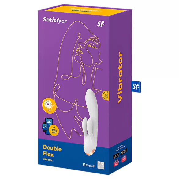 Satisfyer Double Flex - vibrador con brazo para el clítoris controlado por aplicación (blanco)