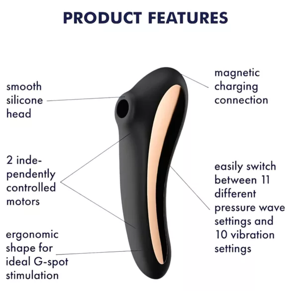 Satisfyer Dual Kiss - vibrador vaginal y de clítoris recargable - negro