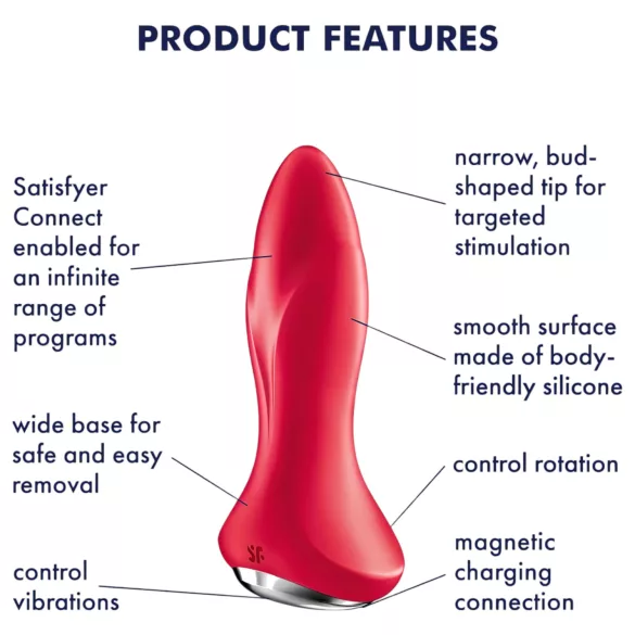 Satisfyer - plug anal vibrador con texturas - silicona roja