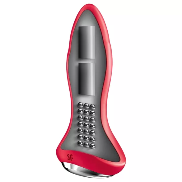 Satisfyer - plug anal vibrador con texturas - silicona roja