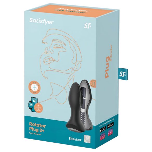 Satisfyer - plug anal vibrador rotatorio con perlas - silicona negra