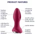 Satisfyer - Plug anal rotador recargable con perlas - silicona roja